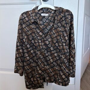 Patterned Black and Brown Blouse